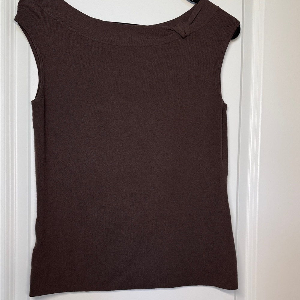 LOFT Brown Sleeveless Boatneck Tank